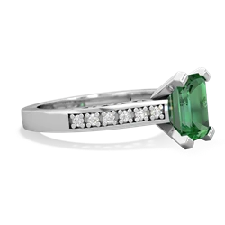 Lab Emerald Art Deco Engagement 8X6mm Emerald-Cut 14K White Gold ring R26358EM