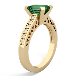 Lab Emerald Art Deco Engagement 8X6mm Emerald-Cut 14K Yellow Gold ring R26358EM