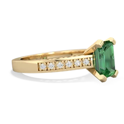 Lab Emerald Art Deco Engagement 8X6mm Emerald-Cut 14K Yellow Gold ring R26358EM