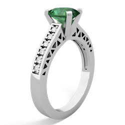 Lab Emerald Art Deco Engagement 8X6mm Oval 14K White Gold ring R26358VL