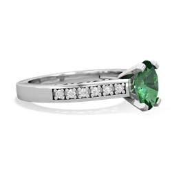 Lab Emerald Art Deco Engagement 8X6mm Oval 14K White Gold ring R26358VL