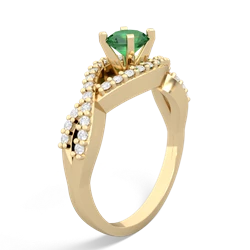 Lab Emerald Diamond Twist 5Mm Round Engagment  14K Yellow Gold ring R26405RD