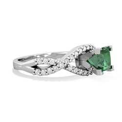 Lab Emerald Diamond Twist 5Mm Square Engagment  14K White Gold ring R26405SQ
