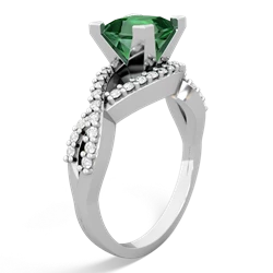 Lab Emerald Diamond Twist 6Mm Princess Engagment  14K White Gold ring R26406SQ