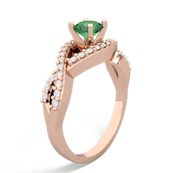 Lab Emerald Diamond Twist 5Mm Round Engagment  14K Rose Gold ring R26405RD