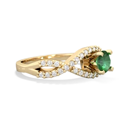 Lab Emerald Diamond Twist 5Mm Round Engagment  14K Yellow Gold ring R26405RD