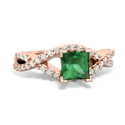 Lab Emerald Diamond Twist 5Mm Square Engagment  14K Rose Gold ring R26405SQ