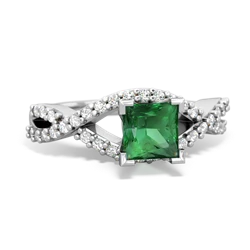 Lab Emerald Diamond Twist 5Mm Square Engagment  14K White Gold ring R26405SQ