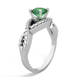 Lab Emerald Diamond Twist 6Mm Round Engagment  14K White Gold ring R26406RD