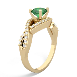 Lab Emerald Diamond Twist 6Mm Round Engagment  14K Yellow Gold ring R26406RD