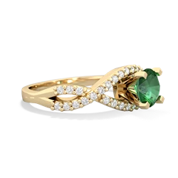 Lab Emerald Diamond Twist 6Mm Round Engagment  14K Yellow Gold ring R26406RD