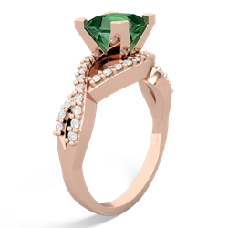 Lab Emerald Diamond Twist 6Mm Princess Engagment  14K Rose Gold ring R26406SQ