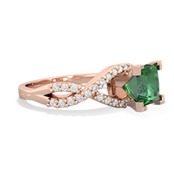 Lab Emerald Diamond Twist 6Mm Princess Engagment  14K Rose Gold ring R26406SQ