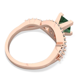 Lab Emerald Diamond Twist 6Mm Princess Engagment  14K Rose Gold ring R26406SQ