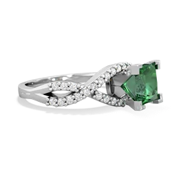 Lab Emerald Diamond Twist 6Mm Princess Engagment  14K White Gold ring R26406SQ