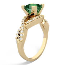 Lab Emerald Diamond Twist 6Mm Princess Engagment  14K Yellow Gold ring R26406SQ