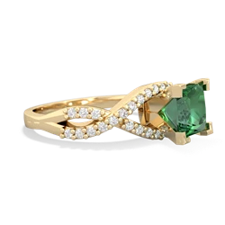 Lab Emerald Diamond Twist 6Mm Princess Engagment  14K Yellow Gold ring R26406SQ