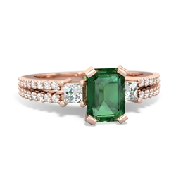 Lab Emerald Classic 7X5mm Emerald-Cut Engagement 14K Rose Gold ring R26437EM