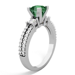 Lab Emerald Classic 5Mm Square Engagement 14K White Gold ring R26435SQ