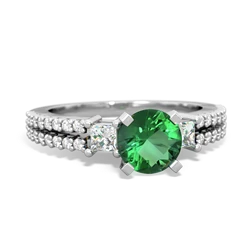 Lab Emerald Classic 6Mm Round Engagement 14K White Gold ring R26436RD