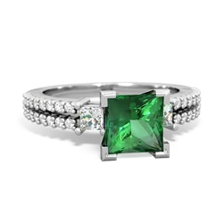 Lab Emerald Classic 6Mm Princess Engagement 14K White Gold ring R26436SQ