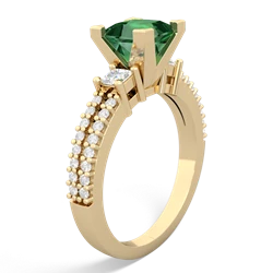 Lab Emerald Classic 6Mm Princess Engagement 14K Yellow Gold ring R26436SQ