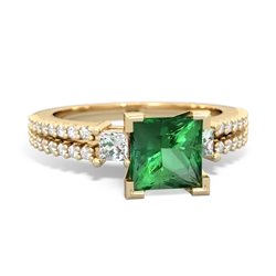 Lab Emerald Classic 6Mm Princess Engagement 14K Yellow Gold ring R26436SQ