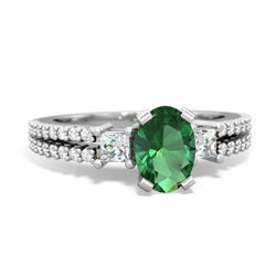 Lab Emerald Classic 7X5mm Oval Engagement 14K White Gold ring R26437VL