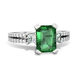 Lab Emerald Classic 8X6mm Emerald-Cut Engagement 14K White Gold ring R26438EM