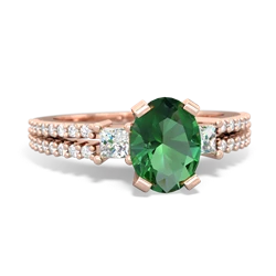 Lab Emerald Classic 8X6mm Oval Engagement 14K Rose Gold ring R26438VL