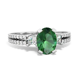 Lab Emerald Classic 8X6mm Oval Engagement 14K White Gold ring R26438VL