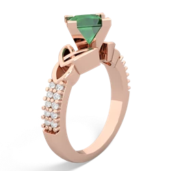Lab Emerald Celtic Knot 6Mm Princess Engagement 14K Rose Gold ring R26446SQ