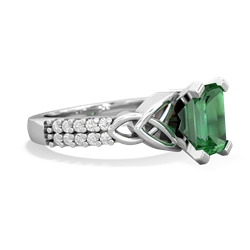 Lab Emerald Celtic Knot 8X6 Emerald-Cut Engagement 14K White Gold ring R26448EM