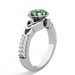 Lab Emerald Celtic Knot Cluster Engagement 14K White Gold ring R26443RD