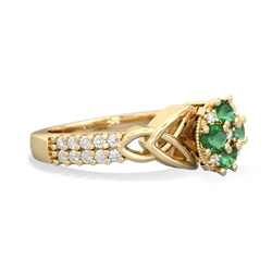 Lab Emerald Celtic Knot Cluster Engagement 14K Yellow Gold ring R26443RD