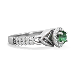 Lab Emerald Celtic Knot Halo 14K White Gold ring R26445RH