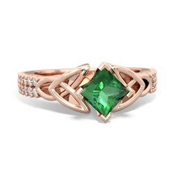 Lab Emerald Celtic Knot 5Mm Square Engagement 14K Rose Gold ring R26445SQ