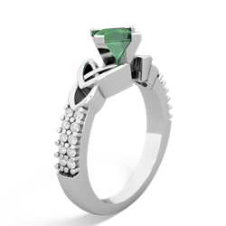 Lab Emerald Celtic Knot 5Mm Square Engagement 14K White Gold ring R26445SQ