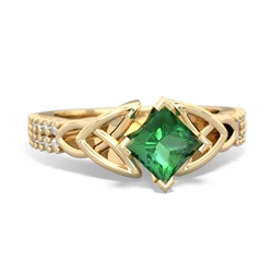 Lab Emerald Celtic Knot 5Mm Square Engagement 14K Yellow Gold ring R26445SQ