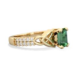 Lab Emerald Celtic Knot 7X5 Emerald-Cut Engagement 14K Yellow Gold ring R26447EM