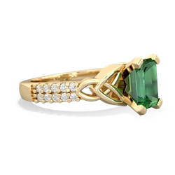 Lab Emerald Celtic Knot 8X6 Emerald-Cut Engagement 14K Yellow Gold ring R26448EM