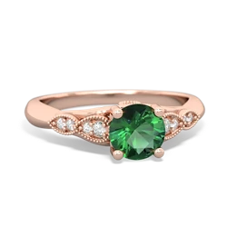 Lab Emerald Antique Elegance 14K Rose Gold ring R3100