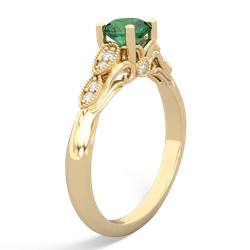 Lab Emerald Antique Elegance 14K Yellow Gold ring R3100