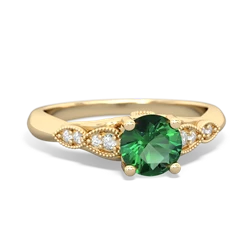 Lab Emerald Antique Elegance 14K Yellow Gold ring R3100