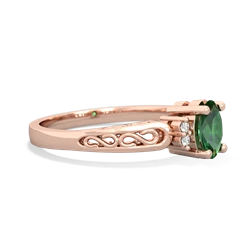 Lab Emerald Filligree Scroll Oval 14K Rose Gold ring R0812