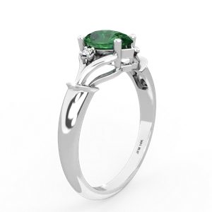 Lab Emerald Precious Pear 14K White Gold ring R0826