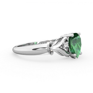 Lab Emerald Precious Pear 14K White Gold ring R0826