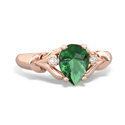 Lab Emerald Precious Pear 14K Rose Gold ring R0826