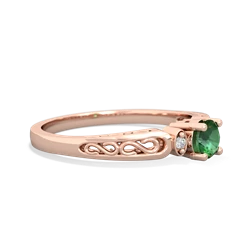 Lab Emerald Filligree Scroll Round 14K Rose Gold ring R0829