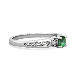 Lab Emerald Filligree Scroll Round 14K White Gold ring R0829